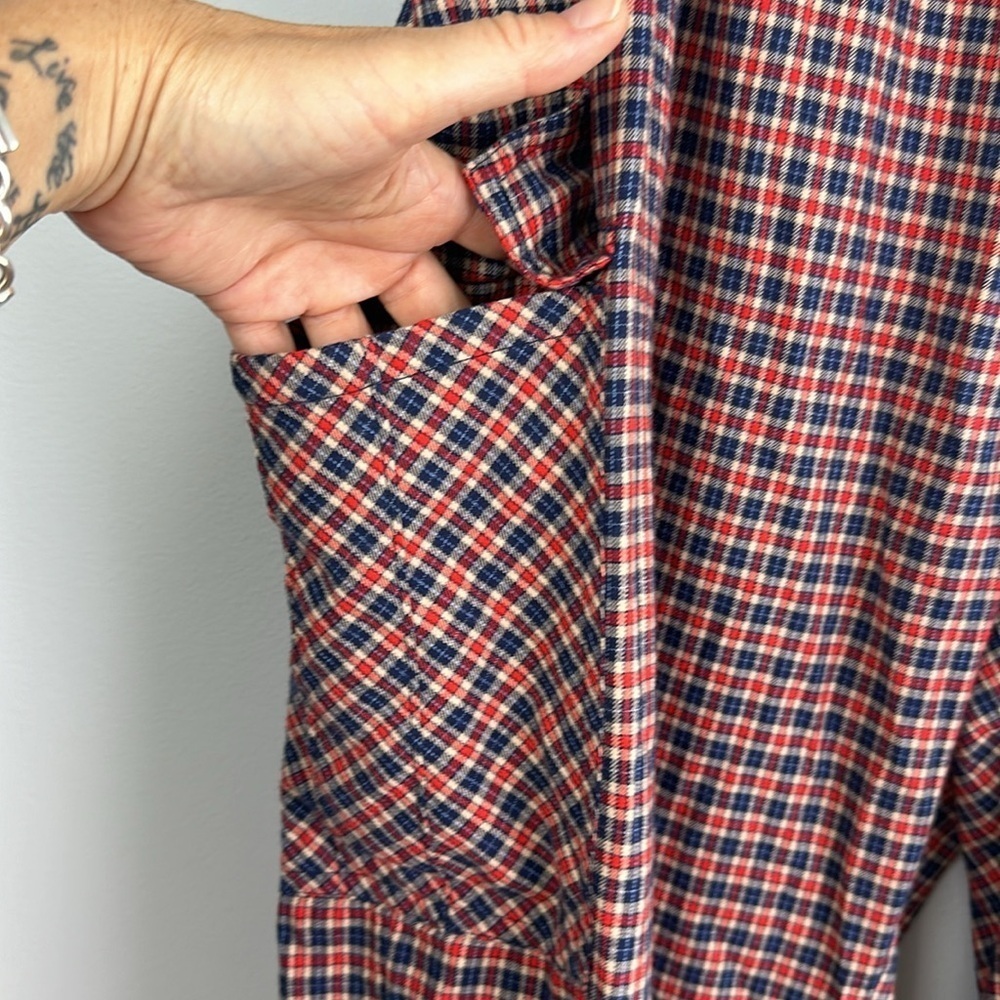 NEW Aerie XXL Flannel Cargo Skater Pajama Pants Red Blue Tan Plaid Pockets Soft - Picture 9 of 16